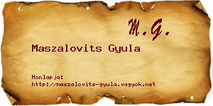 Maszalovits Gyula névjegykártya